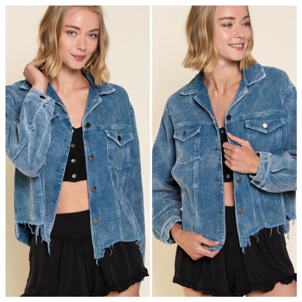 *Re-Stocked* POL Basic Vintage BLUE Corduroy Jacket - Picture 6 of 16